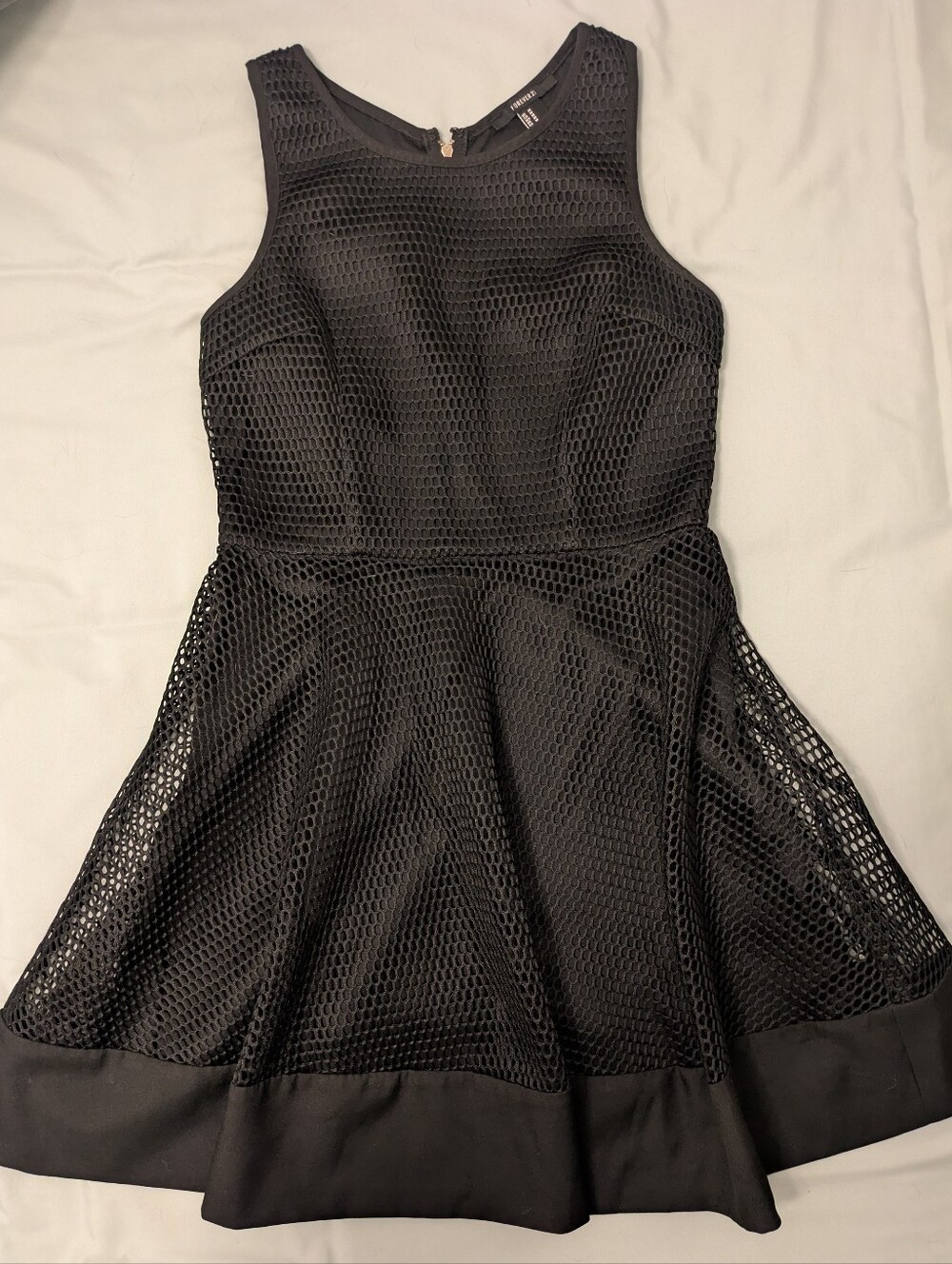 Forever 21 M Black Mesh Fit & Flare Skater Dress